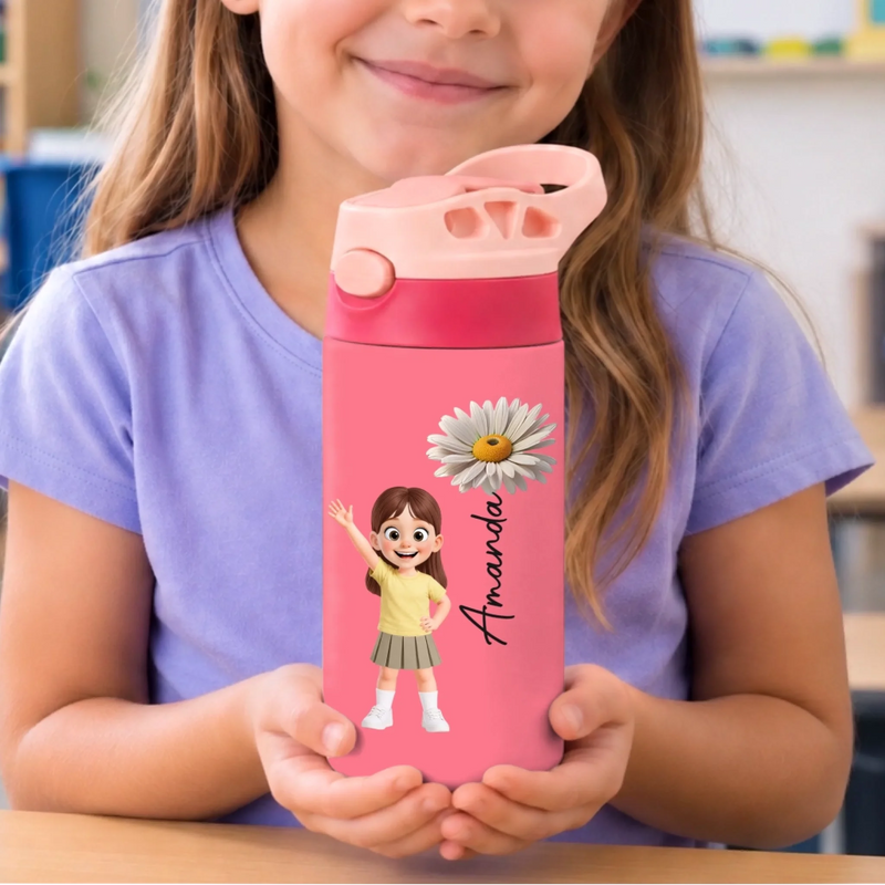 Custom Kids Insulated Water Bottle - Personalized Back To School Gifts For Kids - New Year New Adventures