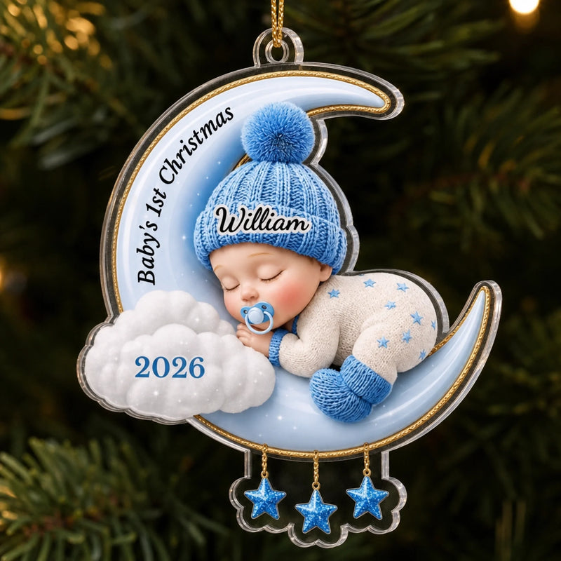 Custom Acrylic Ornament - Personalized Baby Shower, Gender Reveal Gifts For New Moms, New Dads, New Parents - Tiny Miracle Arrived