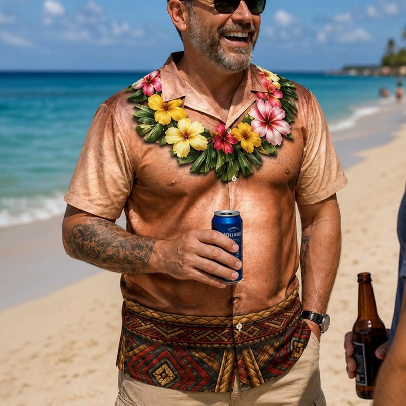 Custom Funny Unisex Tropical Hawaiian Aloha Shirt - Personalized Summer Vacation And Travel Gifts For Men - Abs On Demand