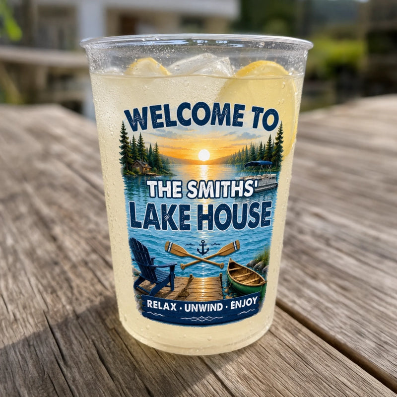 Custom Lake House Party Cups - Personalized Summer Vacation And Travel Gifts For Mom, Dad, Brother, Sister - Lake Days Forever