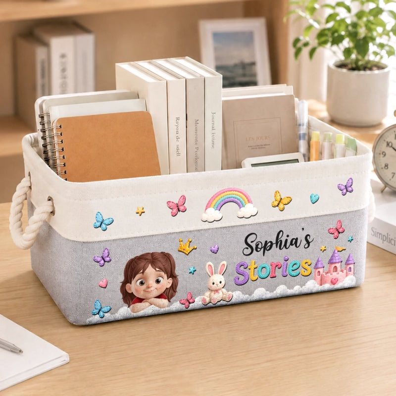 Custom Kids Storage Basket - Personalized Back To School Gifts For Kids - Tiny Hands Big Fun