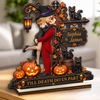 Custom 2-Layered Wooden Plaque - Personalized Halloween Anniversary Wedding Gifts For Husband And Wife, Him And Her - Love Never Gets Spooky