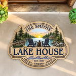 Custom Lake House Shaped Doormat - Personalized Summer Vacation And Travel Gifts For Mom, Dad, Brother, Sister - Home By The Lake