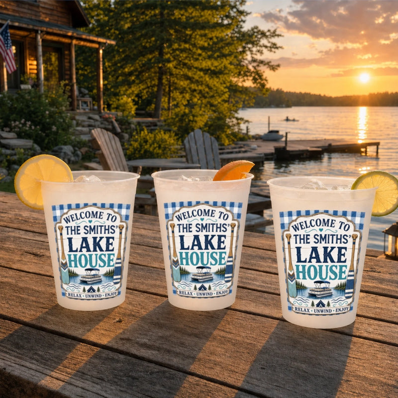 Custom Lake House Party Cups - Personalized Summer Vacation And Travel Gifts For Mom, Dad, Brother, Sister - Life Is Better On The Boat