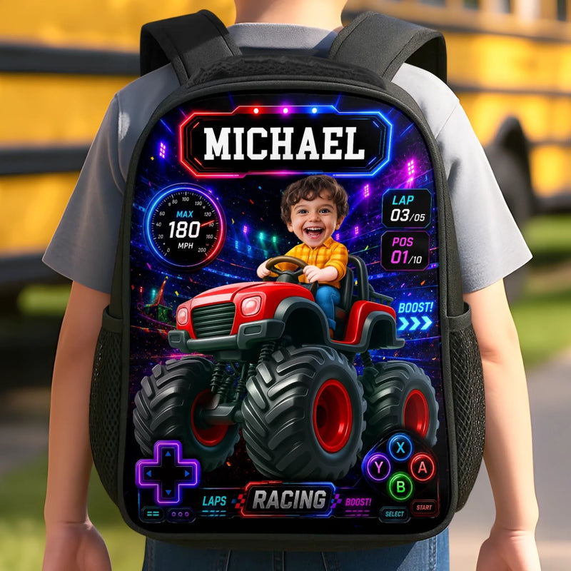 Custom Photo Kids Front Printed Backpack - Personalized Back To School Gifts For Kids - Level Up School Mode