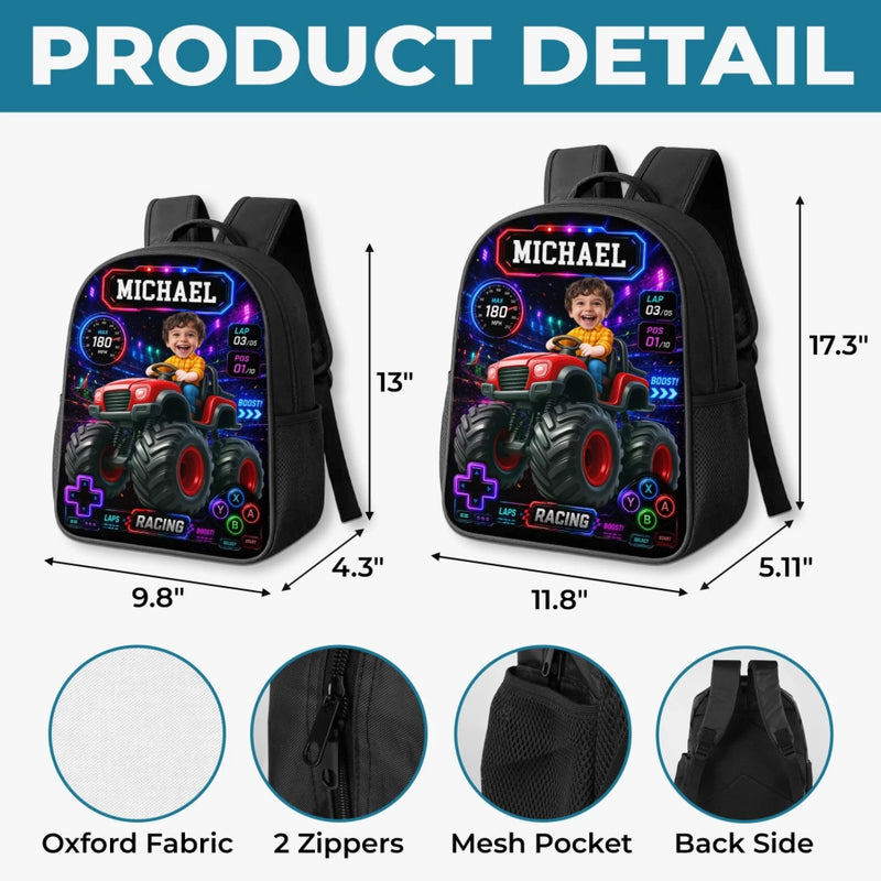 Custom Photo Kids Front Printed Backpack - Personalized Back To School Gifts For Kids - Level Up School Mode