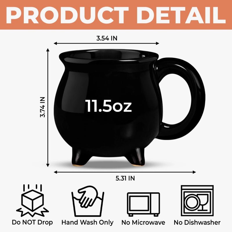 Custom Witchy 12oz Ceramic Cauldron Coffee Mug - Personalized Halloween Gifts For Witch, Wife, Daughter, Besties, Sisters, Granddaughter, Grandma, Mom, Yourself - Spooky Witchy Vibes