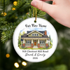 Custom Photo New Home Ceramic Ornament - Personalized Anniversary Christmas Wedding Gifts For Husband And Wife, Him And Her - Love Grows Best In Our House