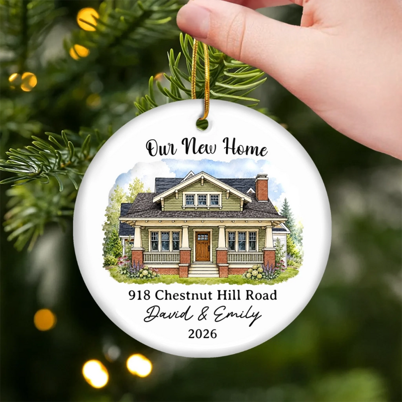Custom Photo New Home Ceramic Ornament - Personalized Anniversary Christmas Wedding Gifts For Husband And Wife, Him And Her - Love Grows Best In Our House