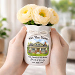 Custom Photo New Home Flower Vase With Ribbon - Personalized Anniversary Christmas Wedding Gifts For Husband And Wife, Him And Her - Love Lives Here