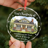 Custom Photo New Home Circle Glass Ornament - Personalized Anniversary Christmas Wedding Gifts For Husband And Wife, Him And Her - New Keys New Memories