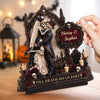 Custom Skeleton 2-Layered Wooden Plaque - Personalized Halloween Decor, Anniversary Wedding Gifts For Husband And Wife, Him And Her - Our Forever Gothic Love