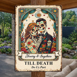 Custom Photo Day Of The Dead Home Decor Metal Sign - Personalized  Anniversary Wedding Gifts For Husband And Wife, Him And Her - Everlasting Skeletal Romance