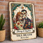 Custom Photo Day Of The Dead Home Decor Metal Sign - Personalized  Anniversary Wedding Gifts For Husband And Wife, Him And Her - Everlasting Skeletal Romance