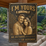Custom Photo Home Decor Metal Sign - Personalized Anniversary Wedding Gifts For Husband And Wife, Him And Her - Yours Forever And Always
