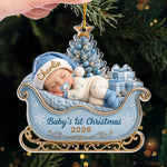 Custom First Christmas Acrylic Ornament - Personalized Christmas Baby Shower, Gender Reveal Gifts For New Moms, New Dads, New Parents - Precious Little Bundle Of Joy