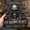 Custom Shaped Metal Sign - Personalized Birthday Gifts For Husband, Son, Grandson, Brother, Grandpa, Dad, Yourself - This Is My Happy Place