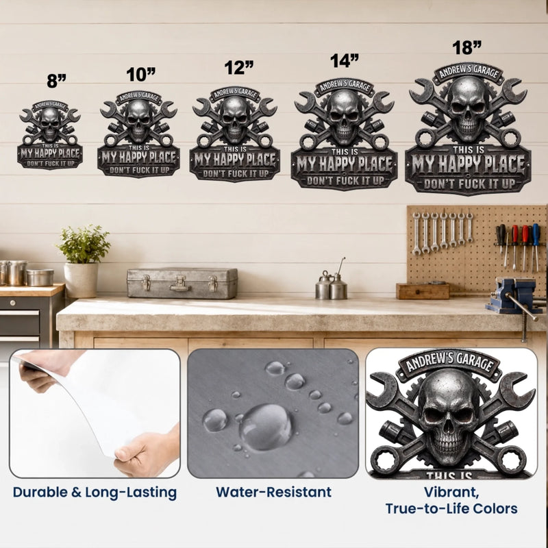 Custom Shaped Metal Sign - Personalized Birthday Gifts For Husband, Son, Grandson, Brother, Grandpa, Dad, Yourself - This Is My Happy Place