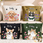 Custom Photo Corduroy Tote Bag - Personalized Birthday Gifts For Dog Cat Lovers, Dog Dad And Mom, Cat Owners - My Garden Of Little Joys