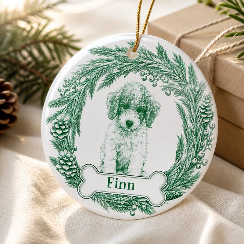 Custom Photo Ceramic Ornament - Personalized Pet Christmas Memorial Sympathy Gifts For Dogs, Cats - Forever Loved Always Remembered