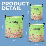 Custom Birth Month Flower Laundry Basket - Personalized Birthday Gifts For Mom, Dad, Brother, Sister, Kids - Blooming With Happiness