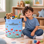 Custom Birth Month Flower Laundry Basket - Personalized Birthday Gifts For Mom, Dad, Brother, Sister, Kids - Blooming With Happiness