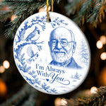 Custom Photo Ceramic Ornament - Personalized Christmas Memorial Sympathy Gifts For Loss Of Mom, Dad - Peaceful Hearts Living In Love