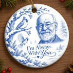 Custom Photo Ceramic Ornament - Personalized Christmas Memorial Sympathy Gifts For Loss Of Mom, Dad - Peaceful Hearts Living In Love