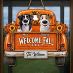 Custom Wood Sign - Personalized Personalized Christmas Birthday Gifts For Dog Cat Lovers, Dog Dad And Mom, Cat Owners - Autumn Roads, Happy Paws