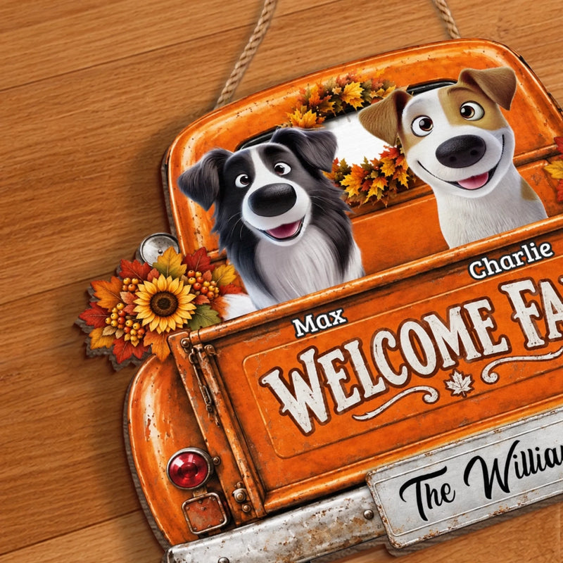 Custom Wood Sign - Personalized Personalized Christmas Birthday Gifts For Dog Cat Lovers, Dog Dad And Mom, Cat Owners - Autumn Roads, Happy Paws