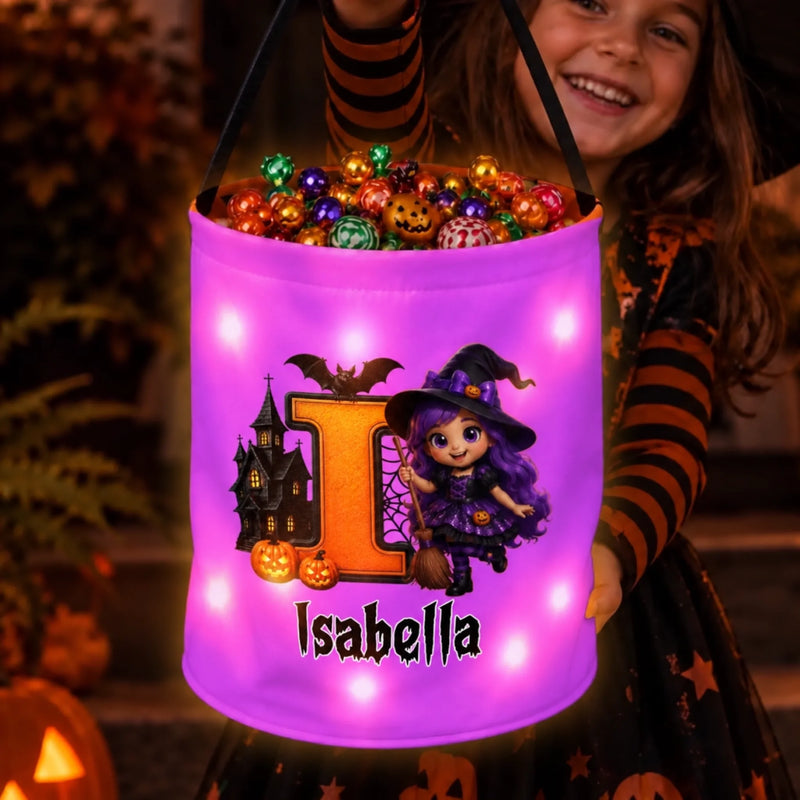 Custom LED Light Bucket Bag - Personalized Halloween Birthday Gifts For Kids - Mini Monster