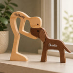 Personalized Custom Wooden Pet Carvings - The Love Between You And Your Fur-Friend - Gift For Pet Lovers - Wood Sculpture Table Ornaments, Carved Wood Decor