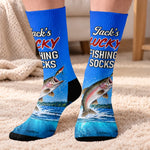 Custom Crew Socks - Personalized Birthday Fishing Gifts For Fisherman, Husband, Son, Grandson, Brother, Grandpa, Dad, Yourself - Good Times Great Catches