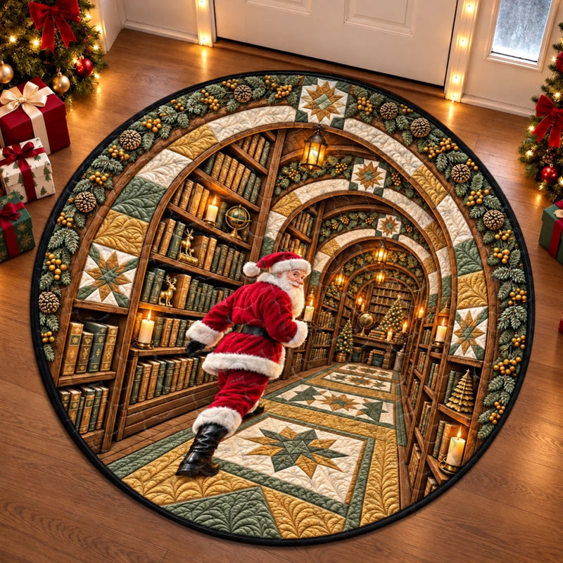 Custom Quilted Round Mat - Personalized Christmas Birthday Gifts For Mom, Dad, Brother, Sister - Welcome To The Secret Library