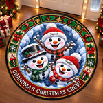 Custom Snowman Quilted Round Mat - Personalized Christmas Birthday Gifts For Grandma, Grandpa - Snowman Kisses, Holiday Wishes