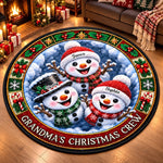 Custom Snowman Quilted Round Mat - Personalized Christmas Birthday Gifts For Grandma, Grandpa - Snowman Kisses, Holiday Wishes