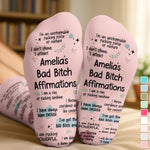 Custom Affirmation Crew Socks - Personalized Birthday Gifts For Wife, Daughter, Besties, Sisters, Granddaughter, Grandma, Mom, Yourself - I Attract, Never Chase
