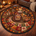 Custom Quilted Round Mat - Personalized Birthday Gifts For Mom, Grandma - Cozy Autumn Days Full Love