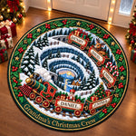 Custom Quilted Round Mat - Personalized Christmas Birthday Gifts For Grandma, Grandpa - Grandma’s Christmas Train Crew