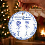 Custom Ceramic Ornament - Personalized Best Friend Christmas Birthday Gifts For Women, Besties, Sisters, BFF - Friends Always Bloom Together Here