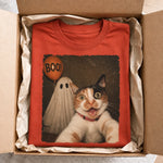 Custom Photo Funny Comfort T-Shirt - Personalized Halloween Birthday Gifts For Dog Cat Lovers, Dog Dad And Mom, Cat Owners - My Pet Says Boo