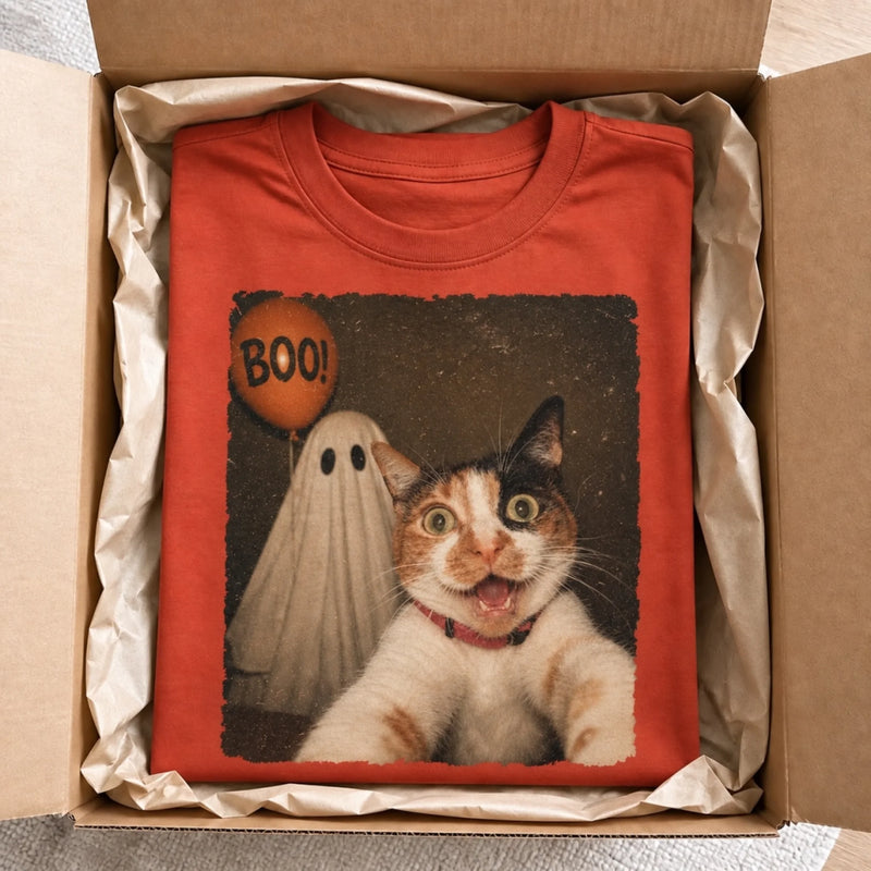 Custom Photo Funny Comfort T-Shirt - Personalized Halloween Birthday Gifts For Dog Cat Lovers, Dog Dad And Mom, Cat Owners - My Pet Says Boo