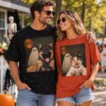 Custom Photo Funny Comfort T-Shirt - Personalized Halloween Birthday Gifts For Dog Cat Lovers, Dog Dad And Mom, Cat Owners - My Pet Says Boo