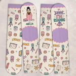 Custom Shh I'm Reading Crew Socks - Personalized Bookish Gifts For Book Lovers, Bookworms, Readers - Lost In My Own Magical World