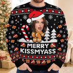 Custom Photo Funny Ugly Sweatshirt - Personalized Christmas Birthday Gifts For Wife, Daughter, Besties, Sisters, Granddaughter, Grandma, Mom, Yourself - Merry Kissmyass Era
