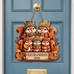 Custom Squirrels, Nuts Wood Sign - Personalized Birthday Gifts For Grandma, Grandpa - Our Little Acorn Crew