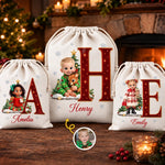 Custom Photo Drawstring Gift Bag - Personalized Christmas Birthday Gifts For Mom, Dad, Brother, Sister - Merry Family Moments