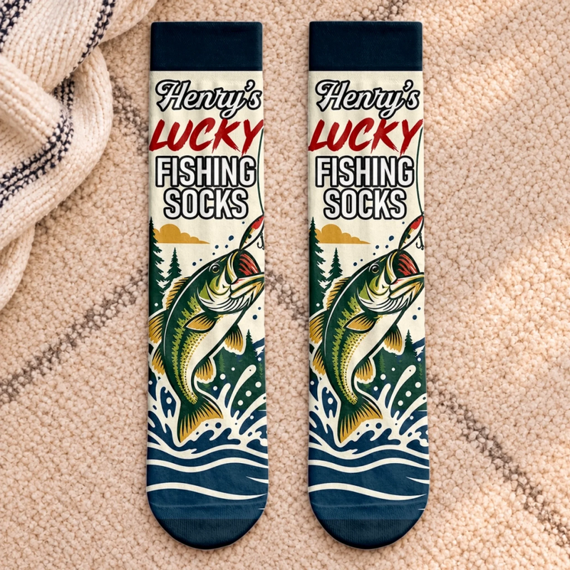 Custom Crew Socks - Personalized Birthday Fishing Gifts For Fisherman - Catch Me By The Lake