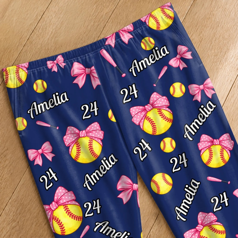 Custom Baseball Pajama Pants - Personalized Christmas Birthday Gifts For Baseball Lovers, Wife, Daughter, Besties, Sisters, Granddaughter, Grandma, Mom, Yourself - Play With Heart