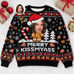 Custom Photo Funny Ugly Sweatshirt - Personalized Christmas Birthday Gifts For Wife, Daughter, Besties, Sisters, Granddaughter, Grandma, Mom, Yourself - Merry Kissmyass Era